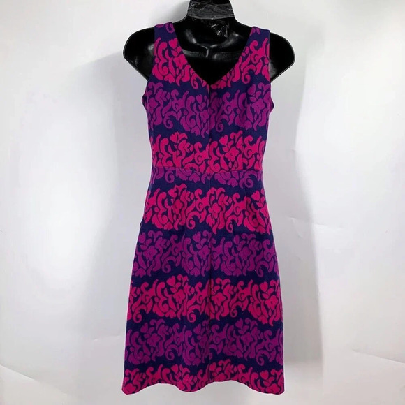Lilly Pulitzer Evie True Navy Follow The Leader Ponte Jacquard Sheath Dress SZ S - Picture 2 of 12